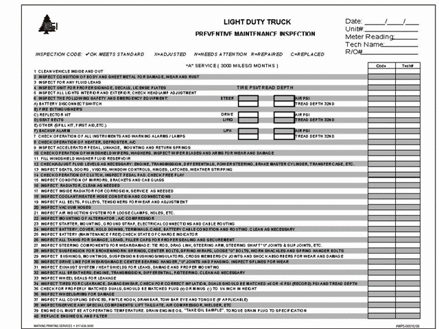 Semi Truck Maintenance Schedule Luxury Preventive Maintenance Checklist for Semi Trucks Best