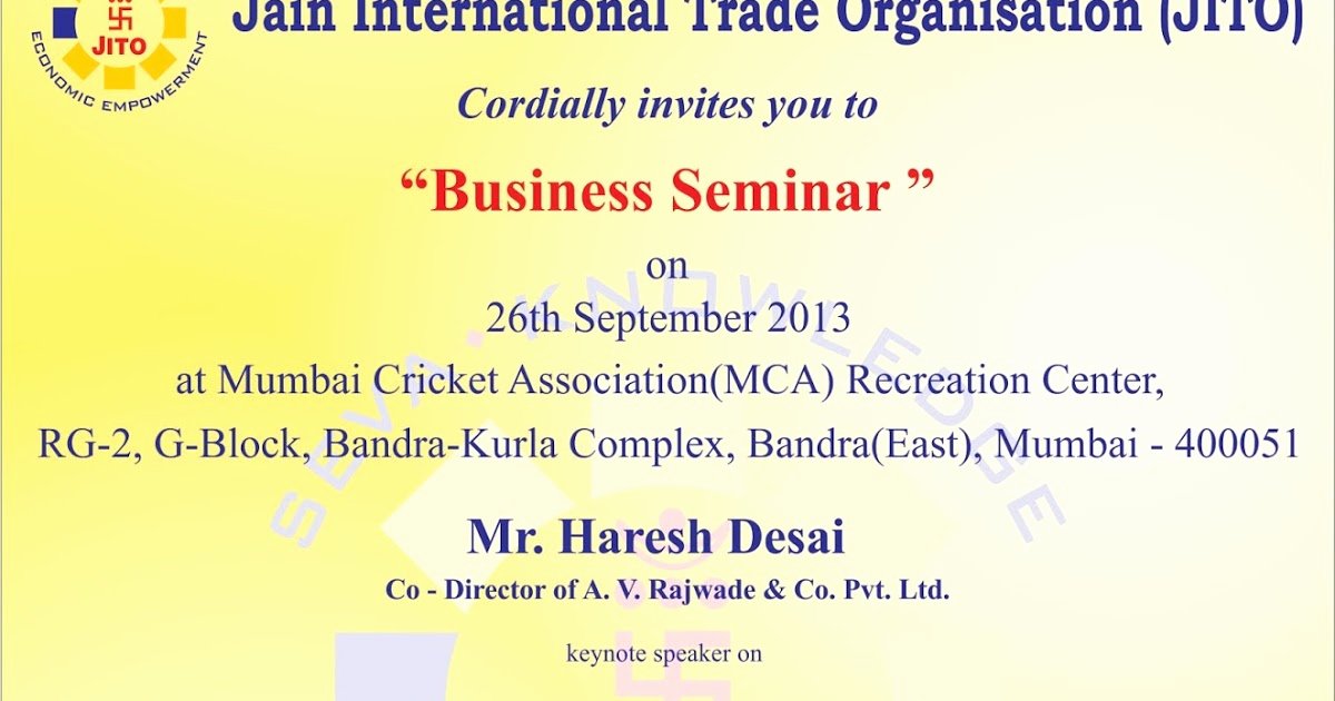 Seminar Invitation Template Inspirational Jito Business Seminar Business Seminar Invitation Card