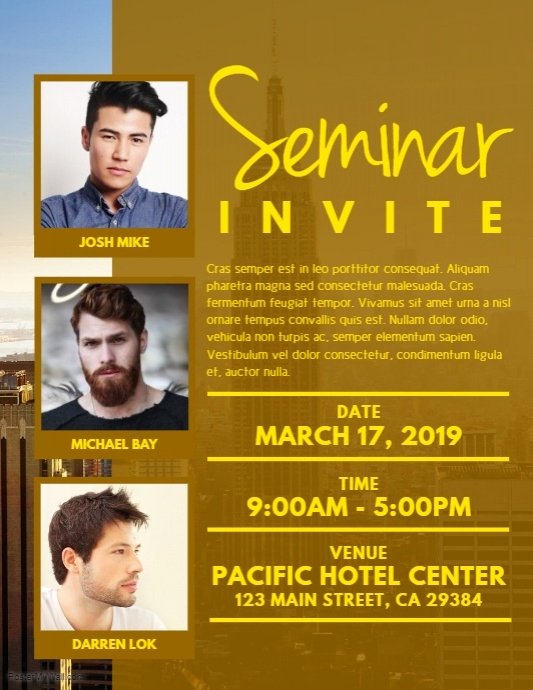 Seminar Invitation Template Luxury Seminar Invite Flyer Template