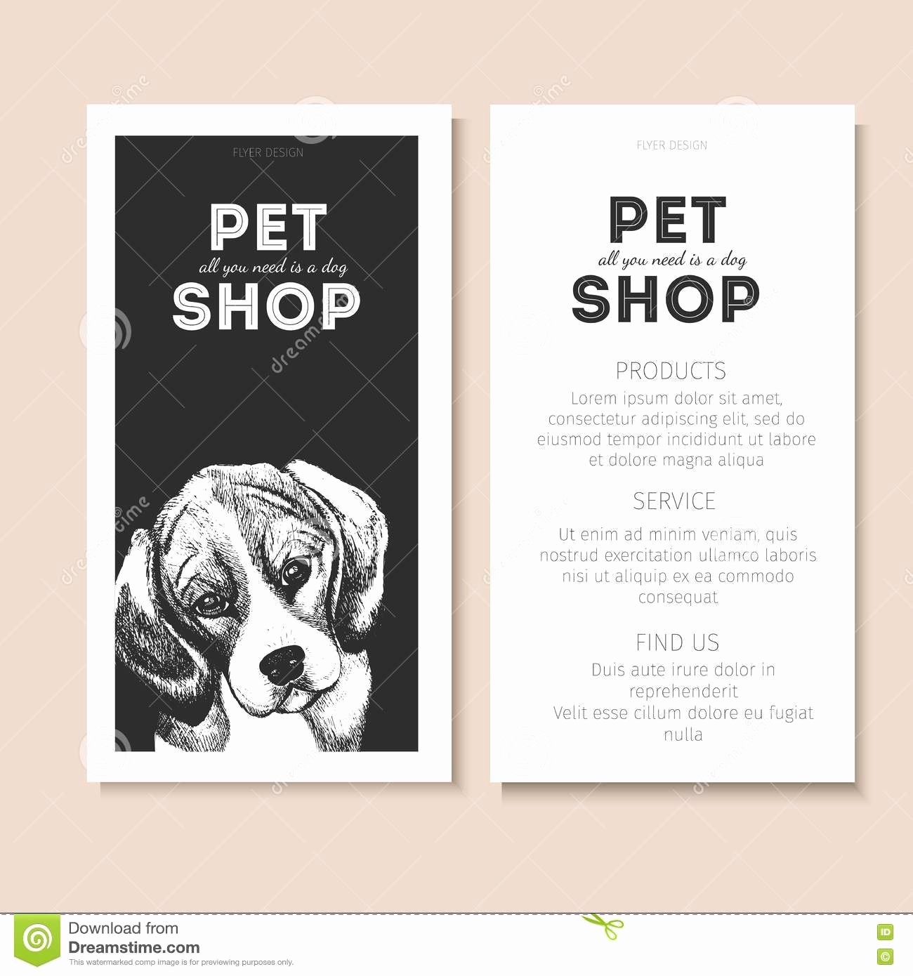 Service Dog Id Card Template Free Download Best Of Vector Set Pet Shop Flyers Dog Portrait Black