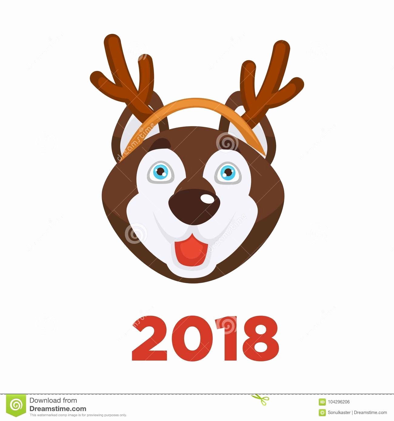 Service Dog Id Card Template Free Download Fresh 2018 Dog Year Christmas Dog Head In Santa Reindeer Antler