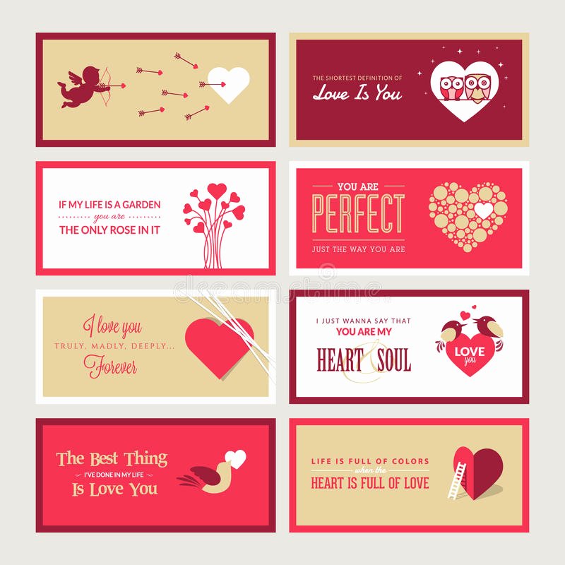 Service Dog Id Card Template Free Download Luxury Set Valentines Day Greeting Card Templates Stock Vector