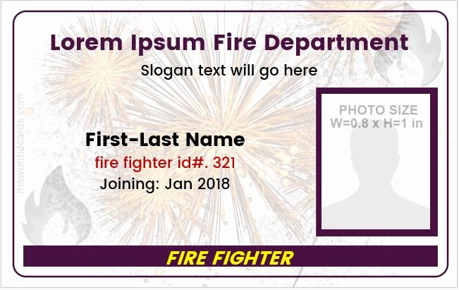 Service Dog Id Card Template Free Download New Fire Department Employees Id Cards