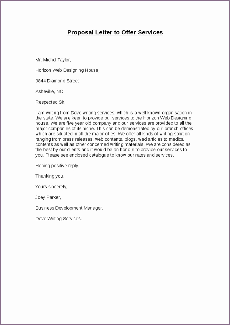 Service Offering Letter Best Of Proposal Letter to Fer Services