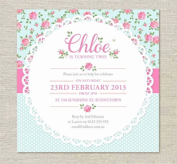 Shabby Chic Birthday Invitations Best Of Shabby Chic Birthday Invitations Printable