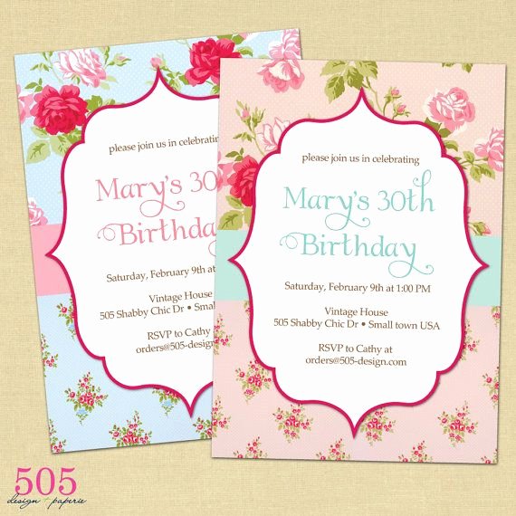 Shabby Chic Birthday Invitations Best Of Shabby Chic Invitations