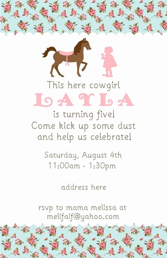 Shabby Chic Birthday Invitations Luxury Shabby Chic Horse Birthday Invitations