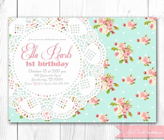 Shabby Chic Birthday Invitations Luxury Shabby Chic Invitation Vintage Pearls &amp; Lace Invitation