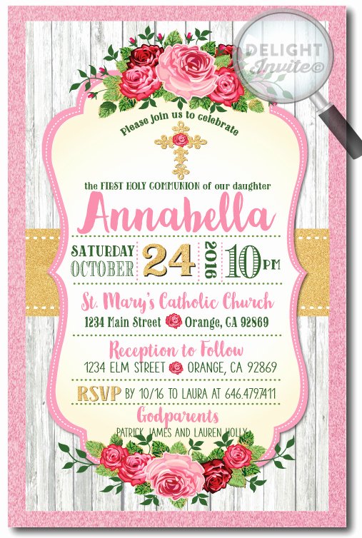 Shabby Chic Birthday Invitations Luxury Vintage Shabby Chic Munion Invitation for Girls [di 719