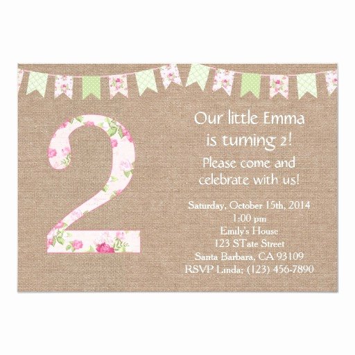 Shabby Chic Birthday Invitations New 2nd Birthday Party Invitation Shabby Chic