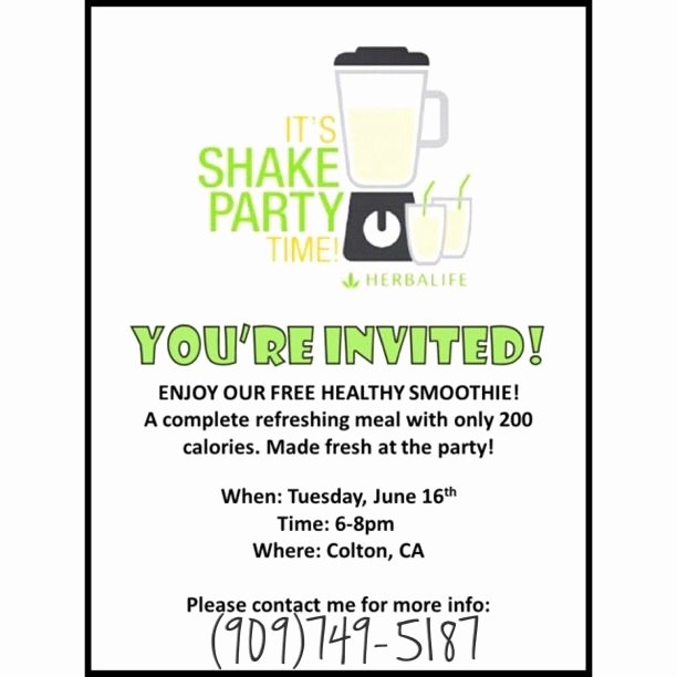 Shake Party Herbalife Elegant Herbalife Shake Party Invitation