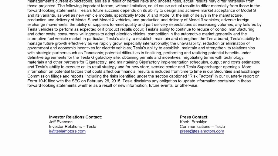 Shareholder Letter Examples Awesome Tesla Motors 2015 Q1 Holder Letter Gallery