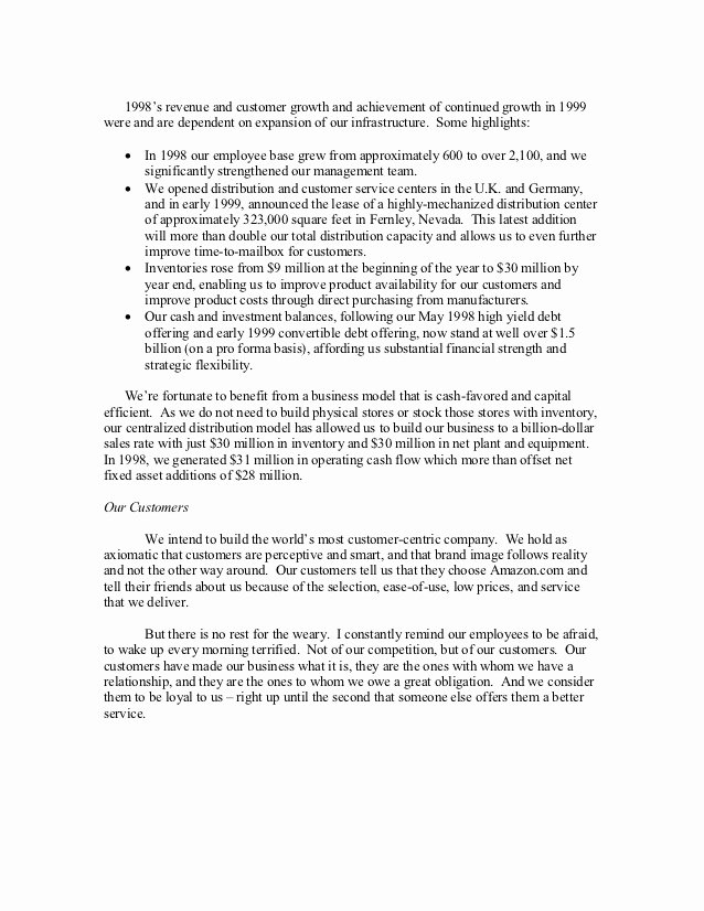 Shareholder Letter Examples Elegant Amazon Shareholder Letters 1997 2011