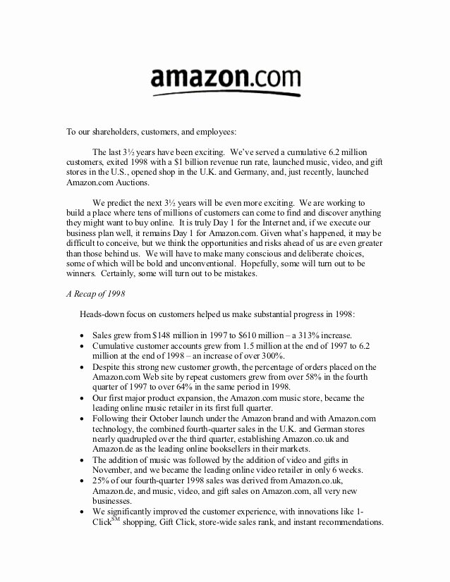 Shareholder Letter Examples
