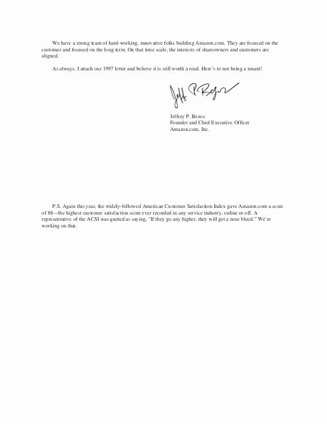 Shareholder Letter Template Luxury Amazon Shareholder Letters 1997 2011