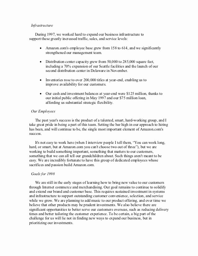 Shareholder Letter Template New Amazon Shareholder Letters 1997 2011