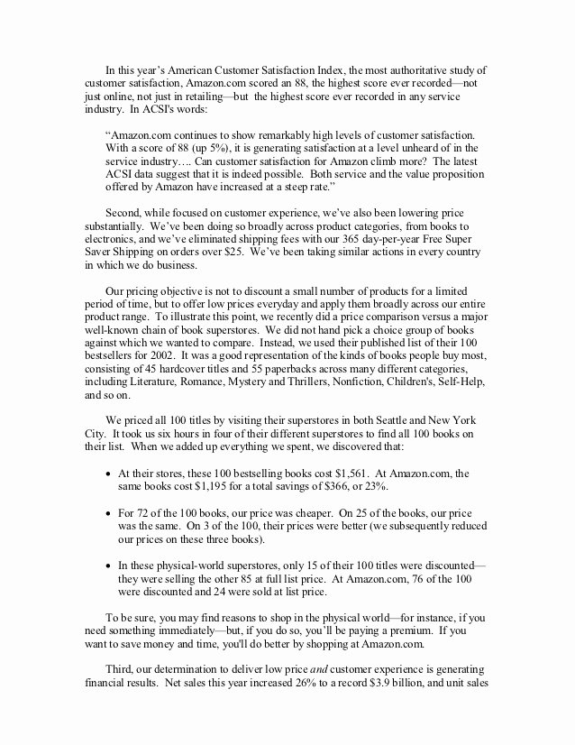 Shareholder Letter Template Unique Amazon Shareholder Letters 1997 2011