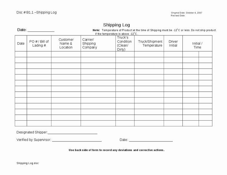 Shipping Manifest Template Excel Best Of 26 Of Shipping Log Template Excel