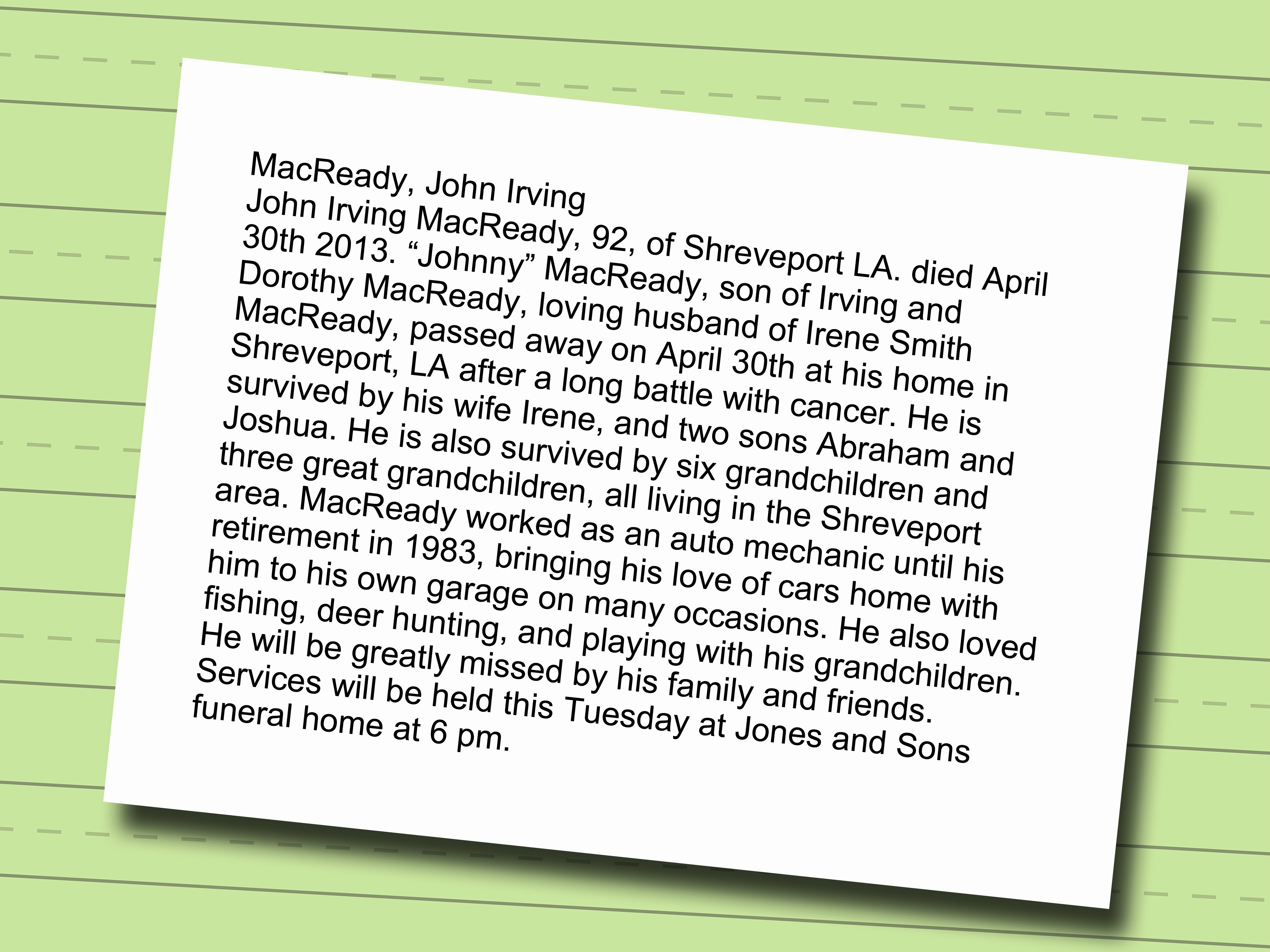 Short Obituary Examples Elegant How to Write A Funeral Program Obituary with