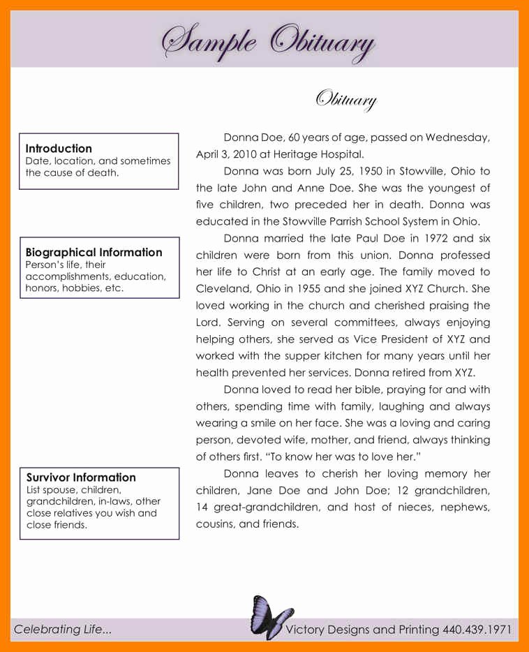 Short Obituary Examples New Obituaries Samples Templates