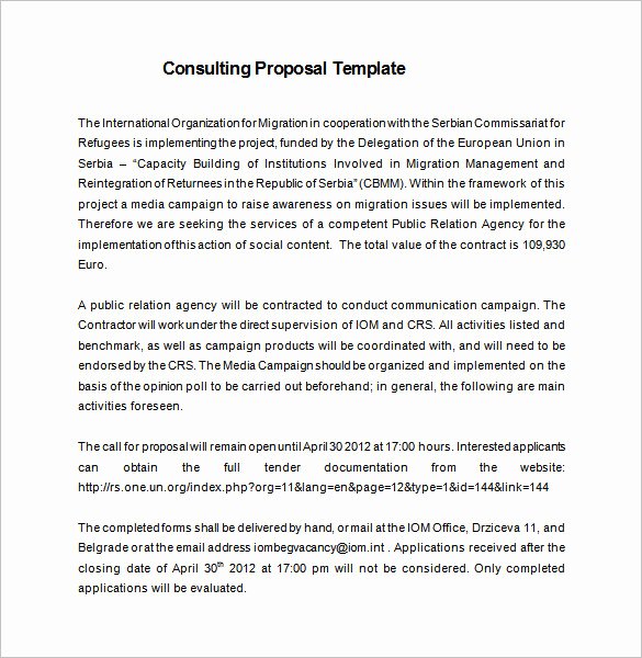 Short Proposal Example Best Of Consulting Proposal Template 20 Free Word Pdf format