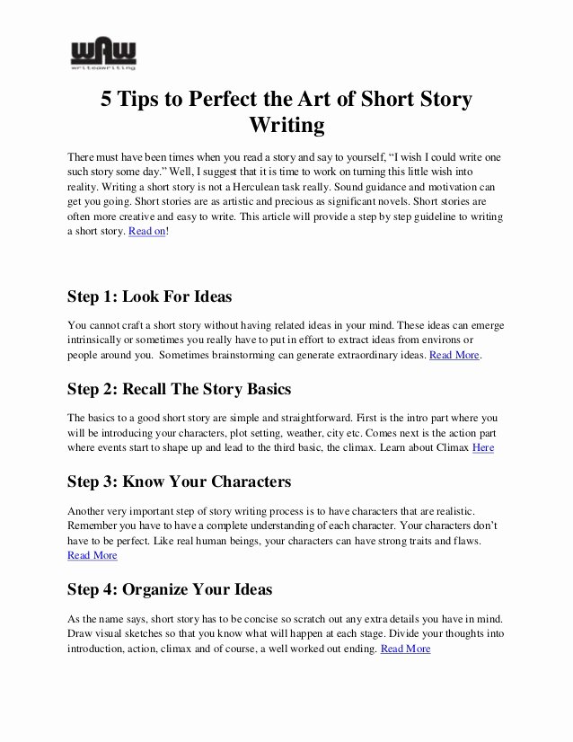 Short Story Essay Ideas Unique Five Tips to Perfect the Art Of Short Story Writing