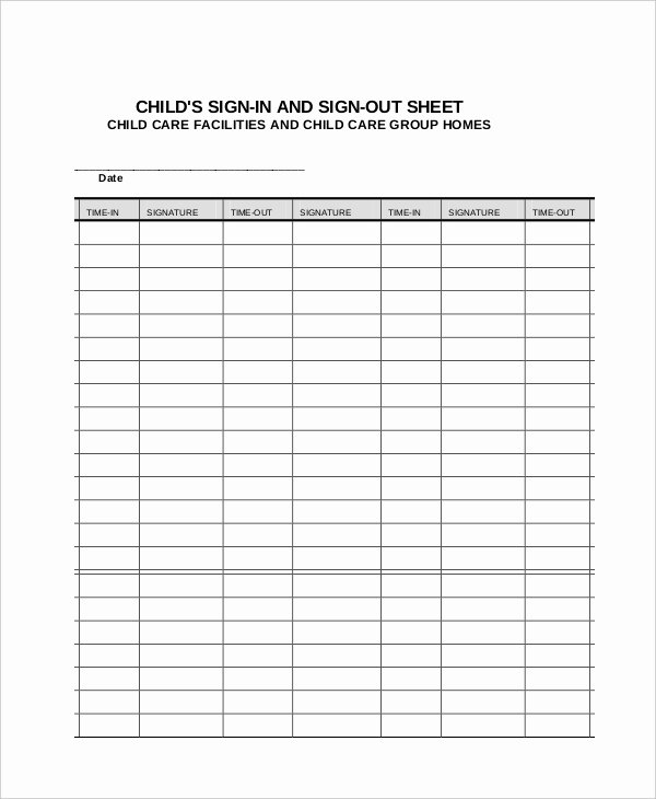 Sign In and Out Sheet for Daycare Best Of Sign In Sheet 30 Free Word Excel Pdf Documents