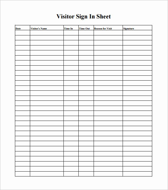 Sign In and Out Sheet for Daycare Fresh 75 Sign In Sheet Templates Doc Pdf
