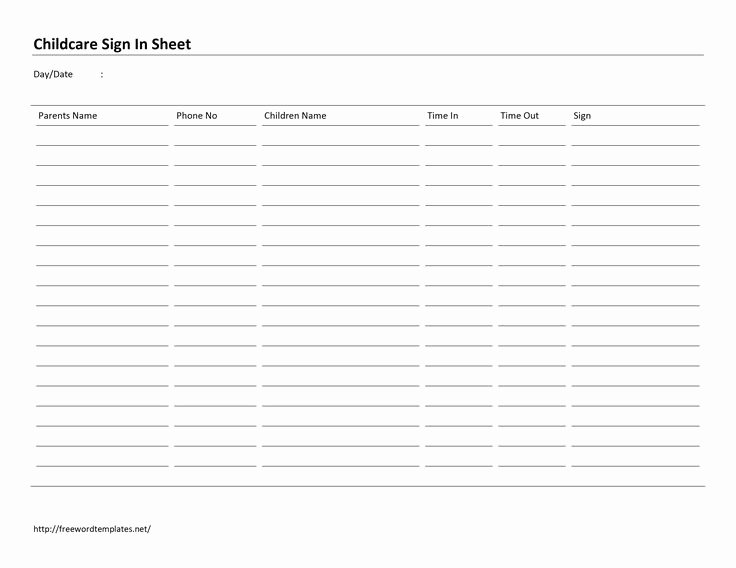 Sign In and Out Sheet for Daycare Inspirational Daycare Sign In Sheet Google Search Child Care