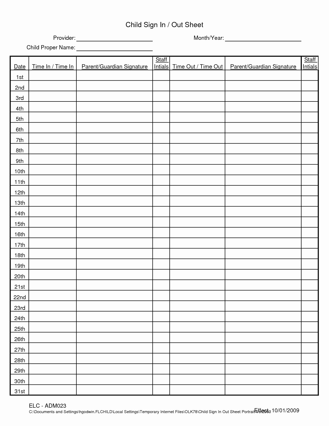 Sign In and Out Sheet for Daycare Unique Best S Of Daily Sign In Sheet Day Care Sign In and