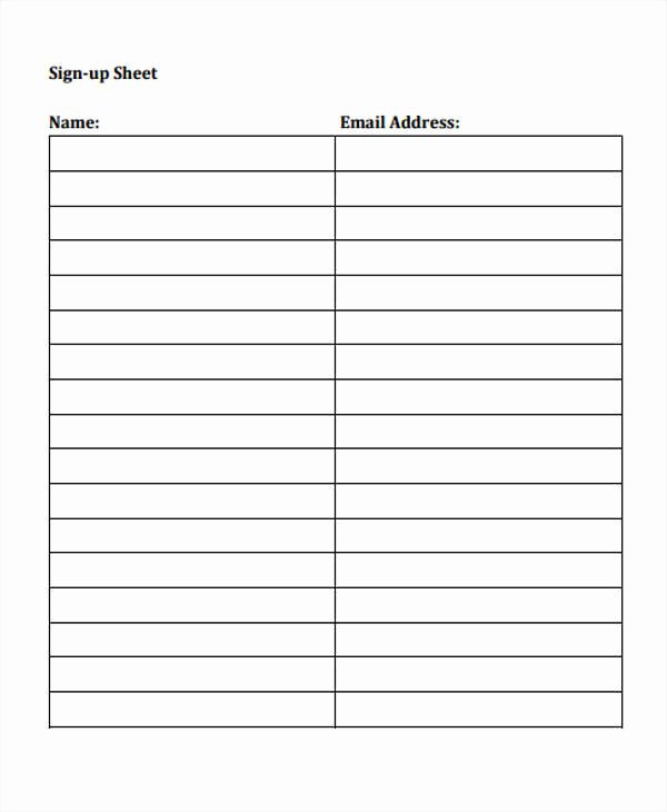 Sign Up Sheet Template Name Email Phone Number Elegant 10 Sign Up Sheet Samples &amp; Templates