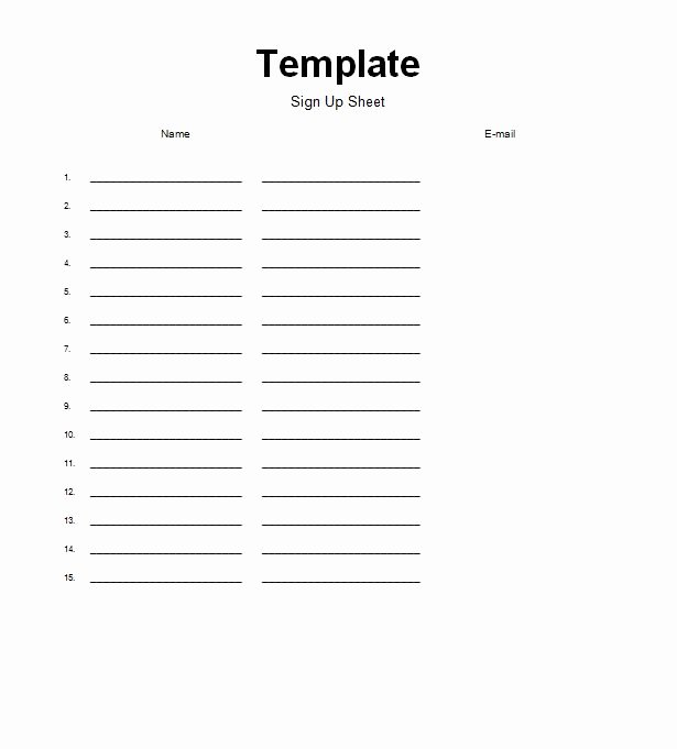 Sign Up Sheet Template Name Email Phone Number Elegant 40 Sign Up Sheet Sign In Sheet Templates Word &amp; Excel