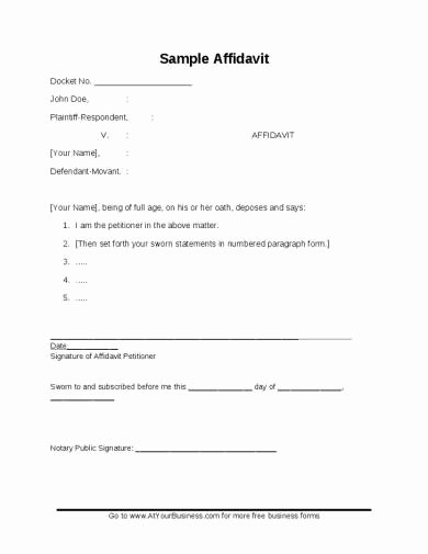 Signed Statement Example Awesome 29 Free Affidavit form Examples Pdf