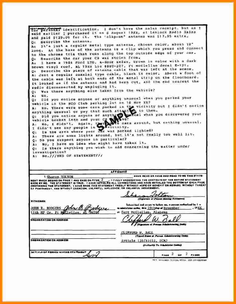 Signed Statement Example Fresh 6 Army Sworn Statement