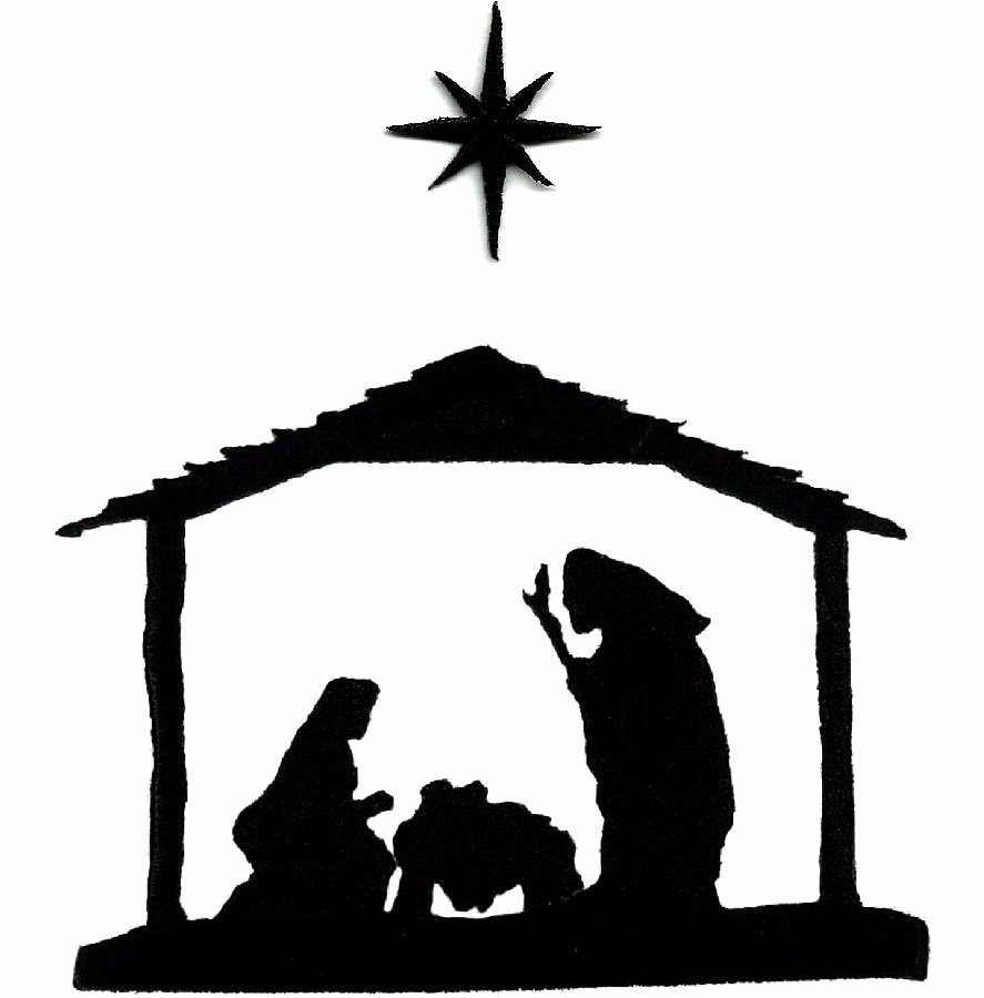 Silhouette Nativity Scene Pattern Unique Nativity Christmas Black Silhouette Embroidered Iron