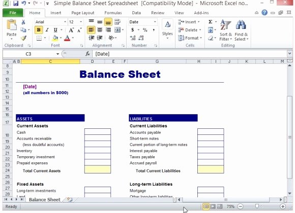 Simple Balance Sheet Template Excel Fresh Simple Balance Sheet Template for Excel