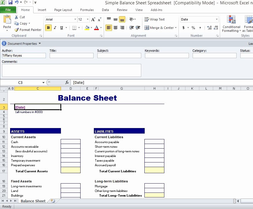 Simple Balance Sheet Template Excel Lovely Simple Balance Sheet Template for Excel