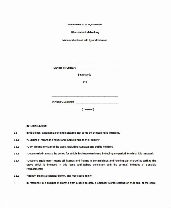 Simple Equipment Rental Agreement Template Free Awesome 11 Equipment Rental Agreement Doc Pdf