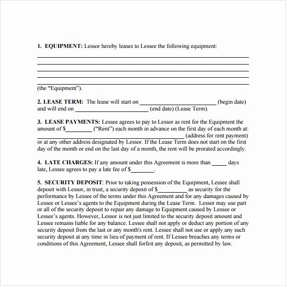 Simple Equipment Rental Agreement Template Free Awesome 7 Equipment Lease Agreement Templates – Samples Examples