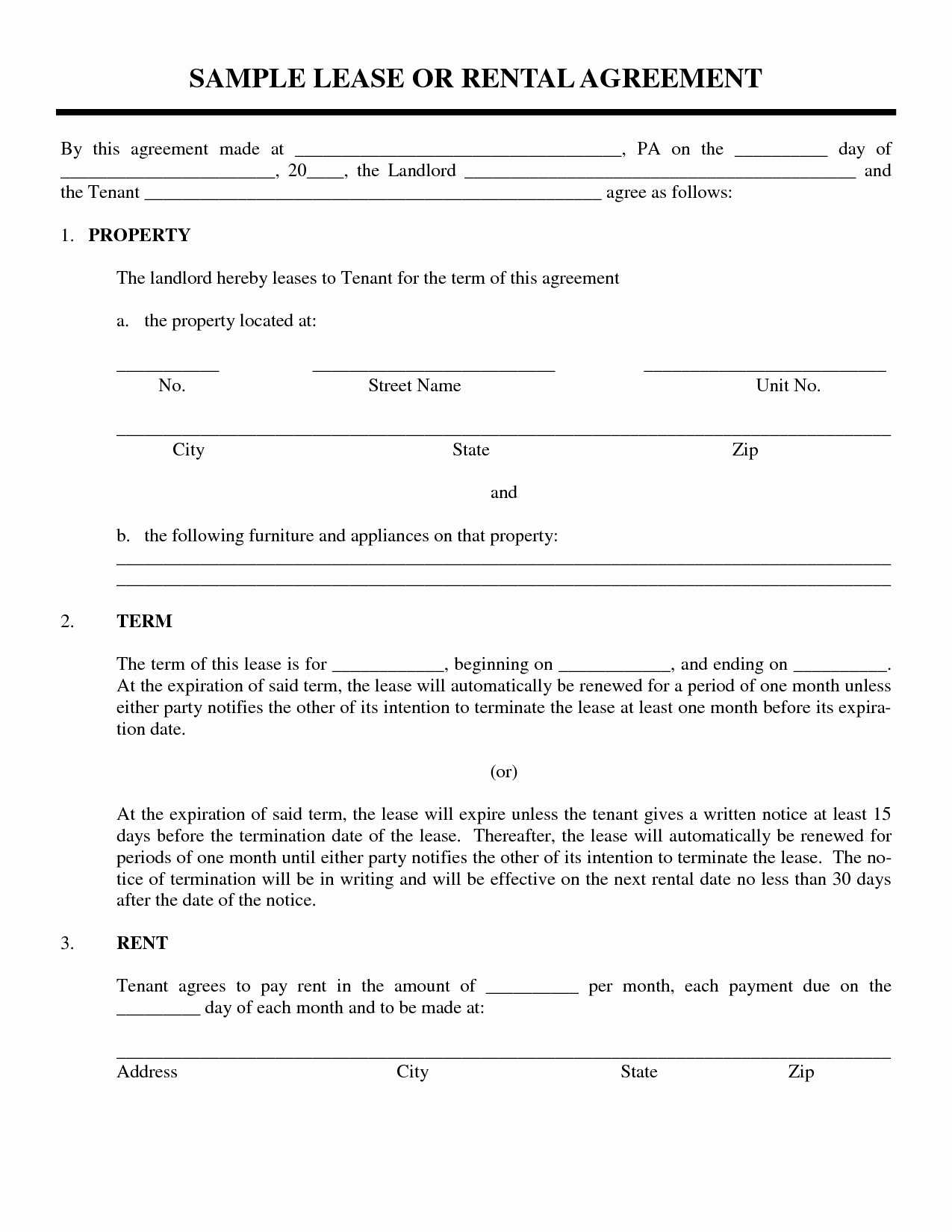 Simple Equipment Rental Agreement Template Free Awesome Sample Lease or Rental Agreement