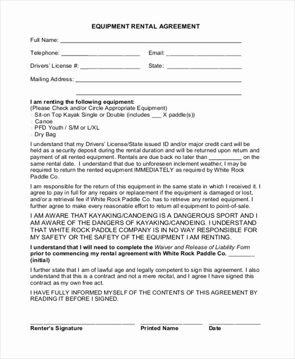 Simple Equipment Rental Agreement Template Free Best Of Simple Rental Agreement form 12 Free Documents In Pdf