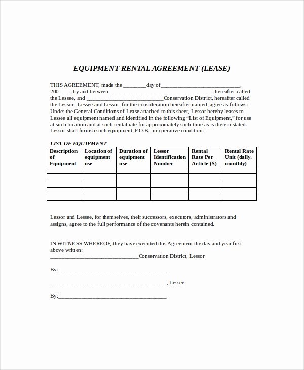 Simple Equipment Rental Agreement Template Free Elegant Equipment Lease Template 10 Free Word Pdf Google