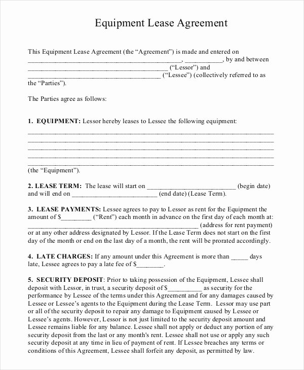 Simple Equipment Rental Agreement Template Free Fresh 11 Equipment Rental Agreement Doc Pdf