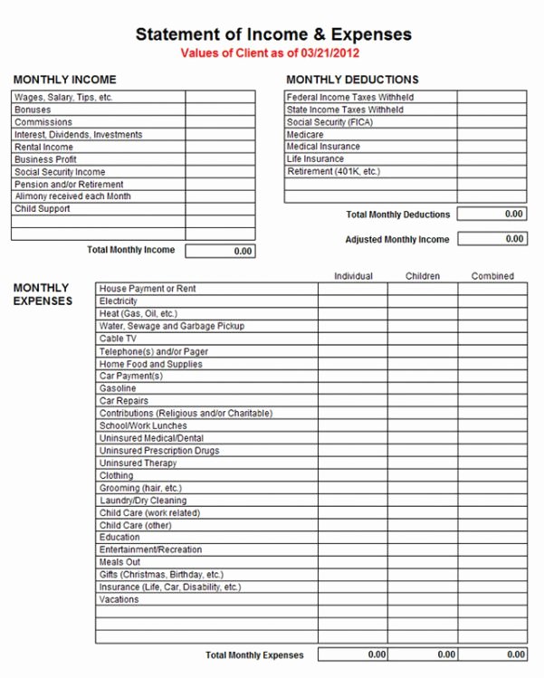Simple Income and Expense Template Best Of In E and Expense Statement Template Expense Spreadsheet