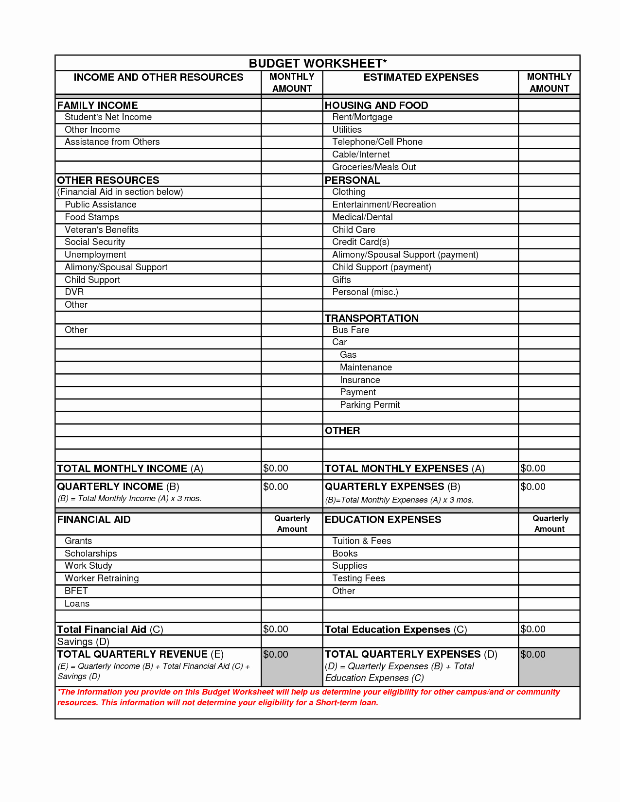 Simple Income and Expense Template Lovely 18 Best Of Printable Monthly Spending Worksheet