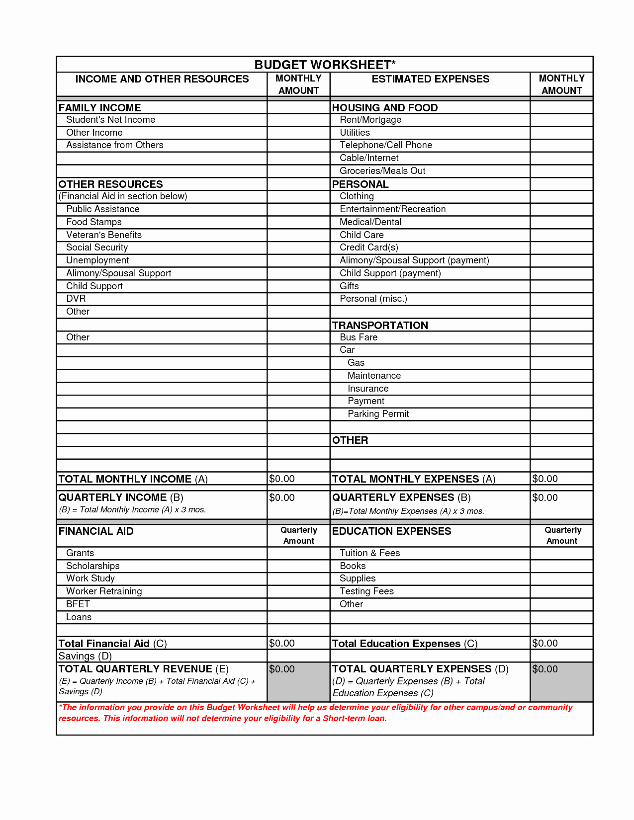 Simple Income and Expense Template Lovely 18 Best Of Printable Monthly Spending Worksheet