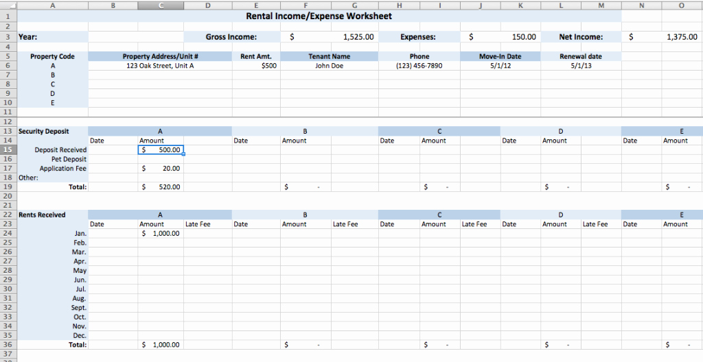 Simple Income and Expense Template Luxury Rental In E and Expense Worksheet Plan B