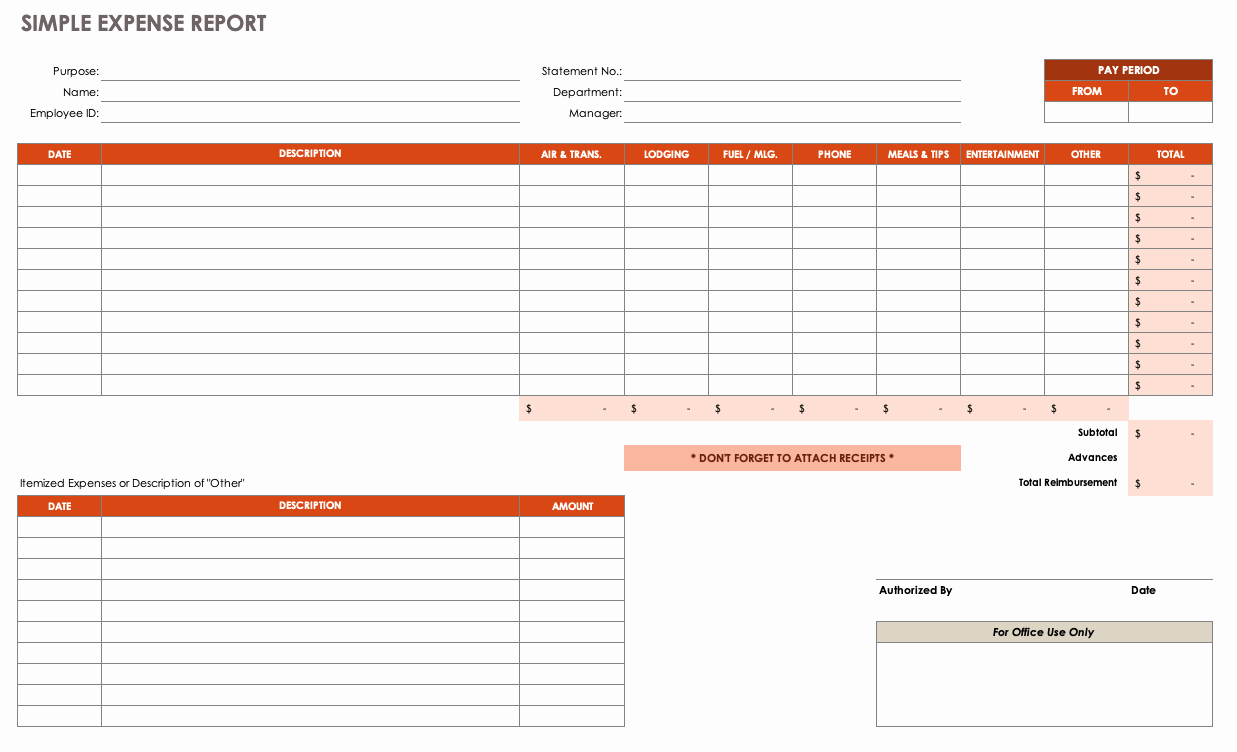 Simple Income and Expense Template New Free Expense Report Templates Smartsheet