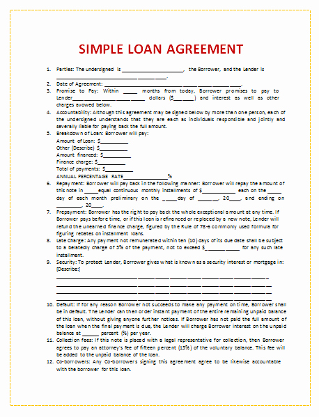 Simple Loan Application form Template Beautiful 45 Loan Agreement Templates &amp; Samples Write Perfect