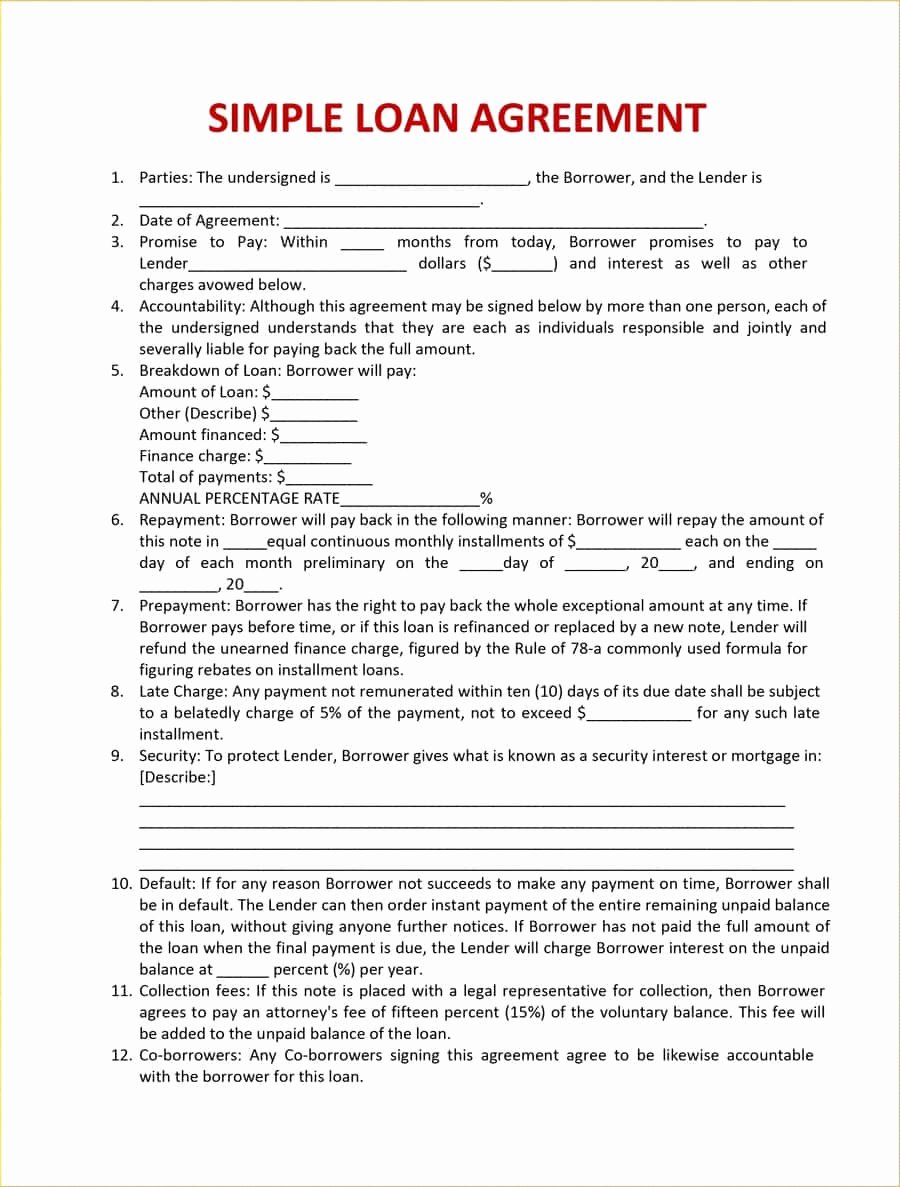 Simple Loan Application form Template Inspirational 40 Free Loan Agreement Templates [word &amp; Pdf] Template Lab